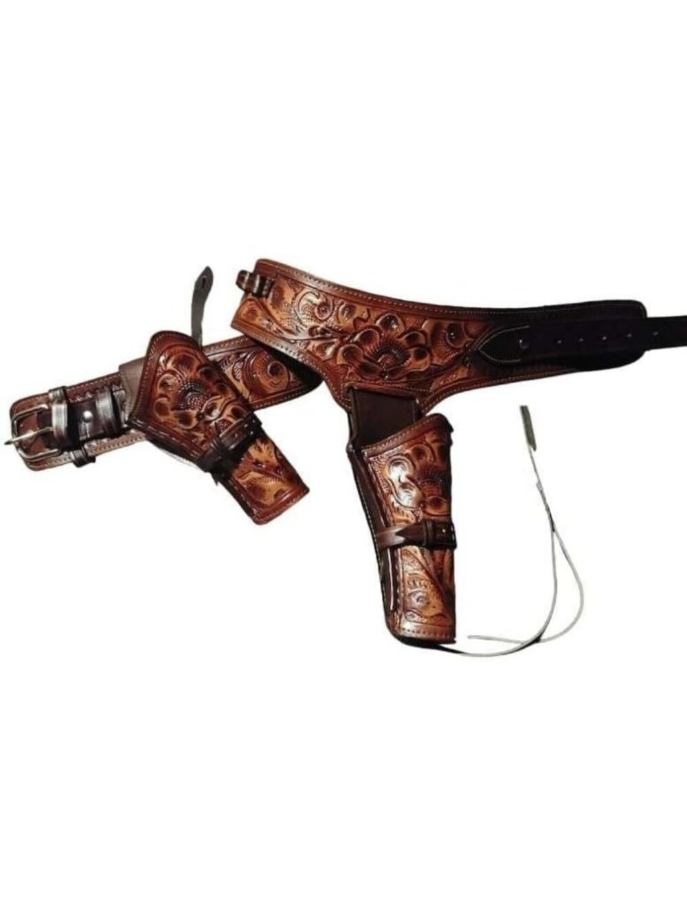 Handmade Full Grain Leather Western Dual Gun Holsters & Adjustable Belt for Men
